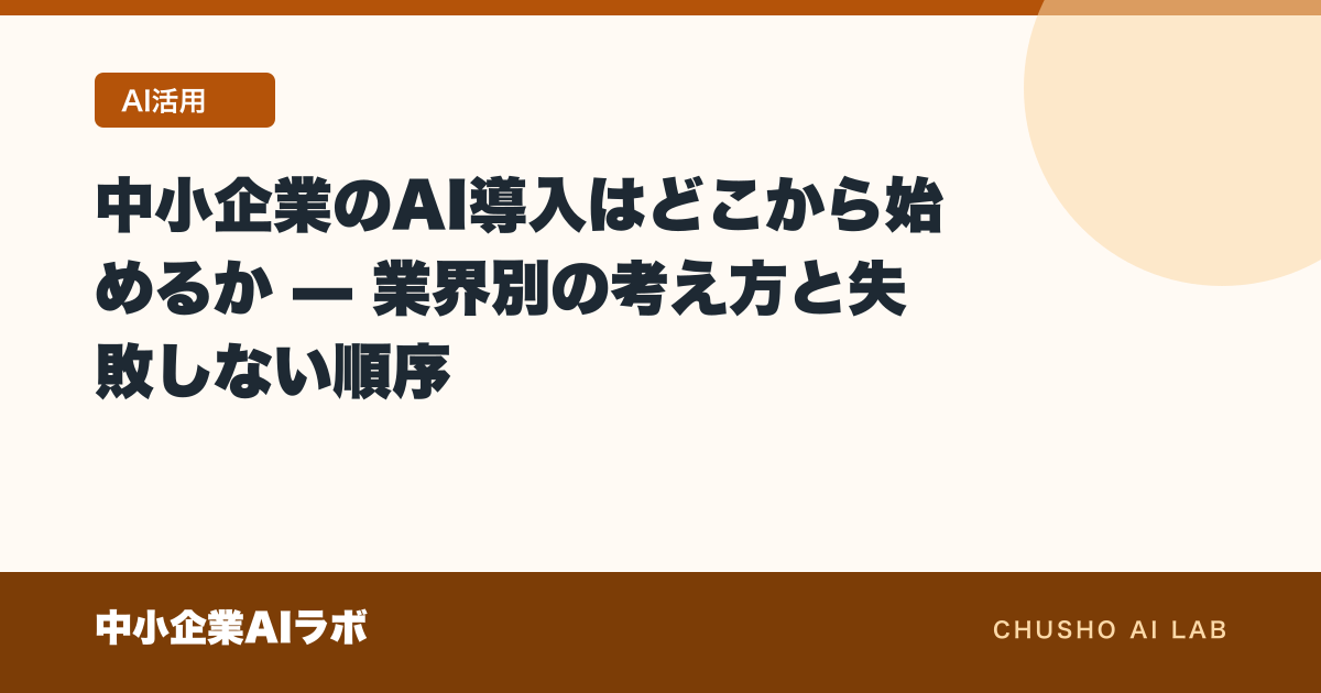 中小企業のAI導入はどこから始めるか — 業界別の考え方と失敗しない順序のアイキャッチ